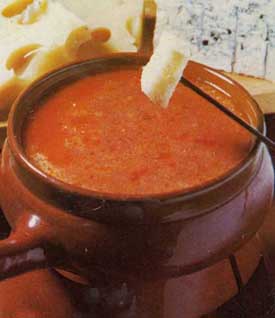 Receta de fondue de queso y tomate