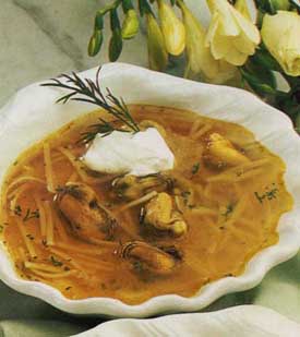 Receta de sopa de mejillones y fideos